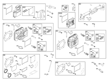 Cylinder Head Group Diagram and Parts List for 613777-0015-J1 400000 - 699999 Briggs and Stratton Engine